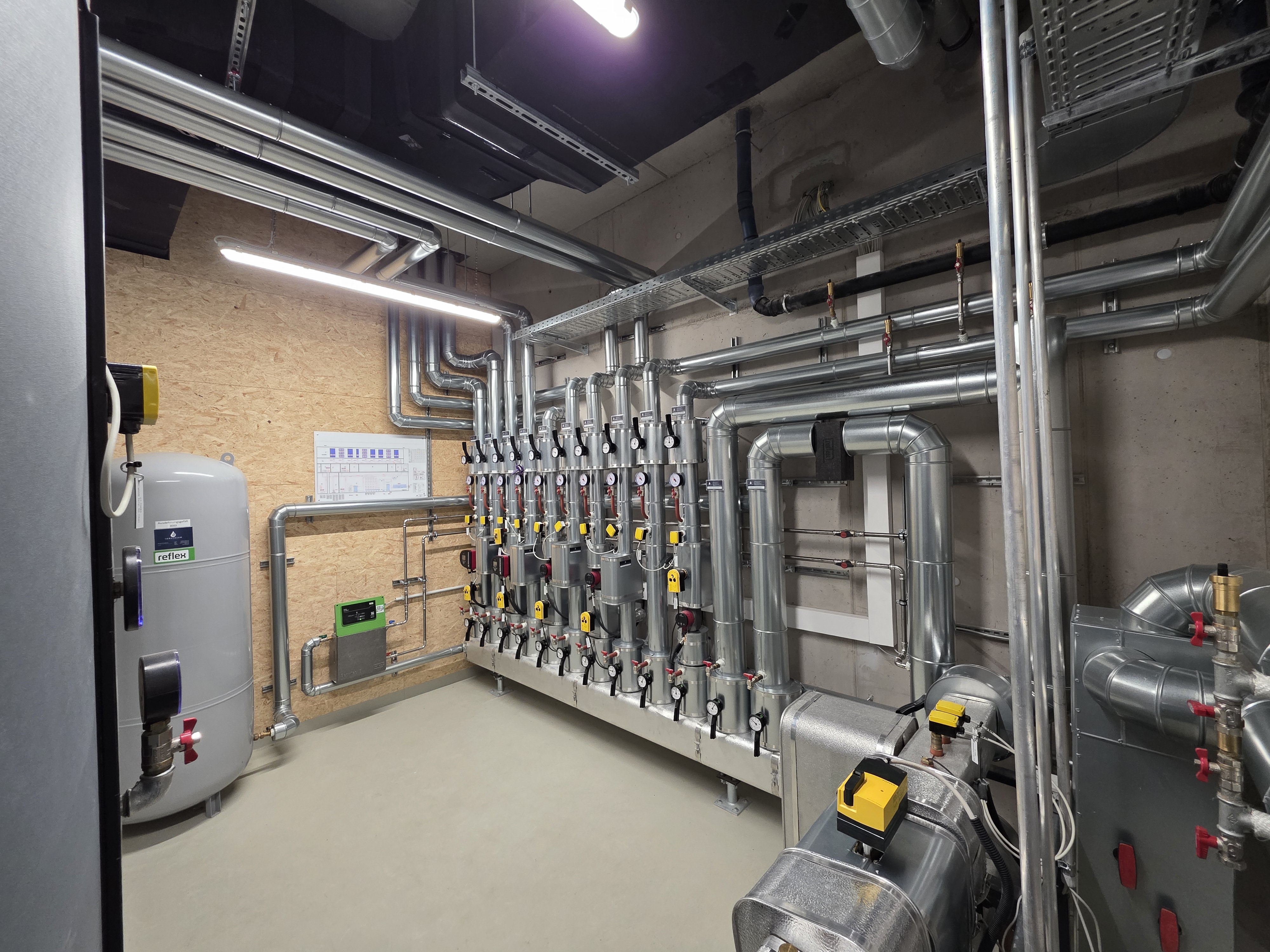 Heizverteilerstation – Technikraum Übersicht